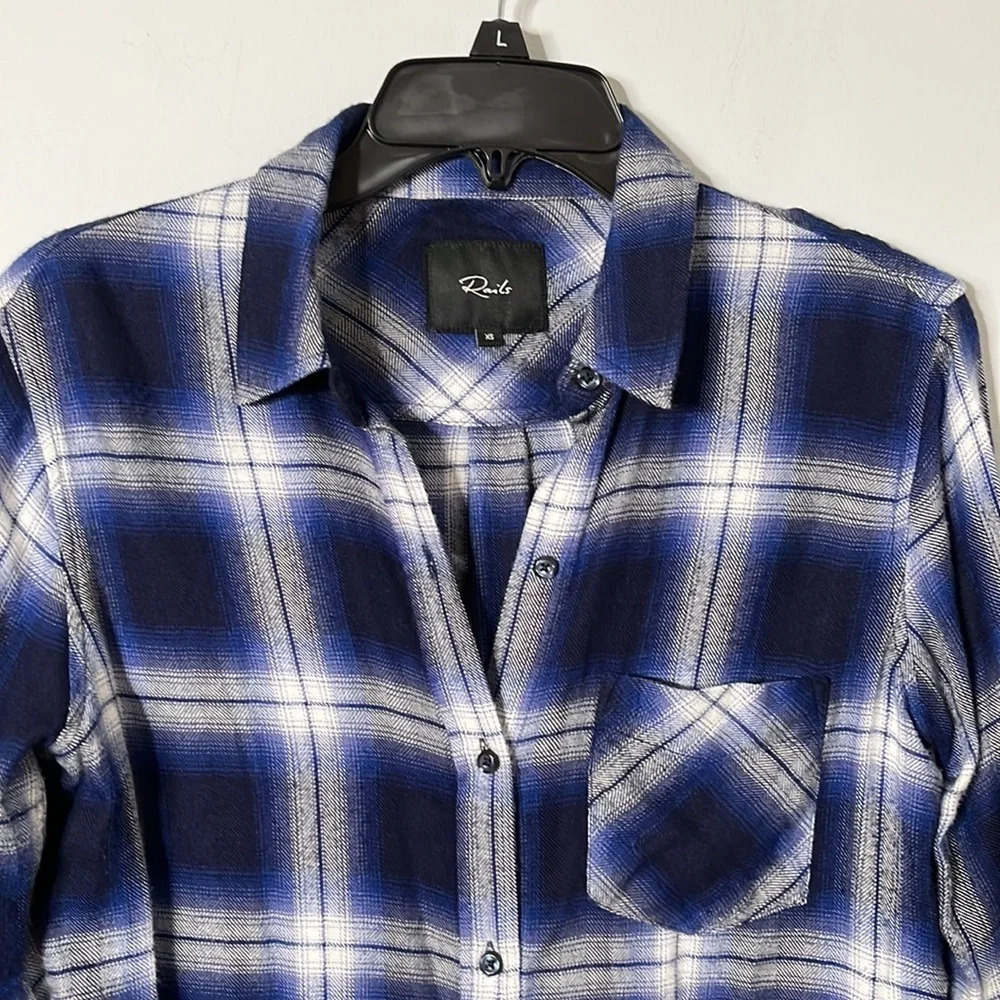 Rails Bianca Azure Ivory Plaid Button Down Tunic Dress - Picture 4 of 6